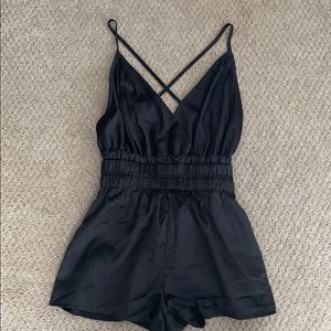 Black Satin Romper